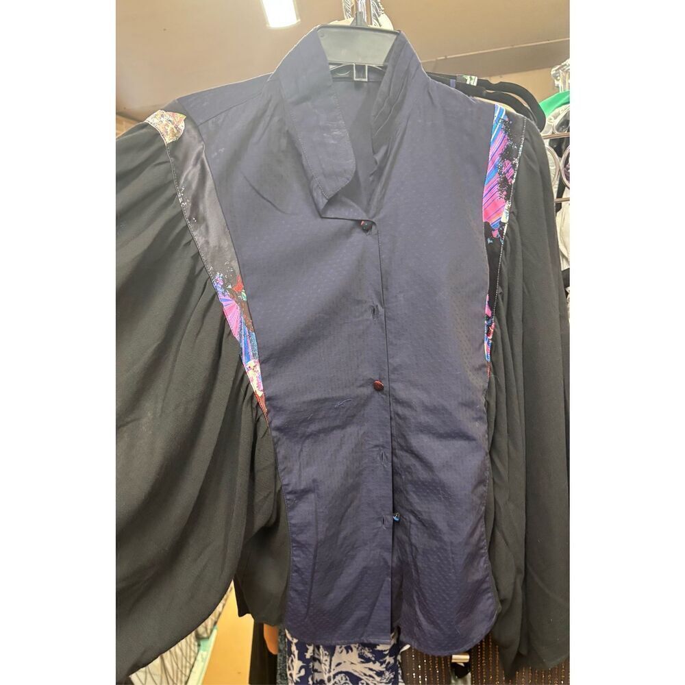 Rachel Comey Button Front Shirt in Blue & Black NWT Size Small